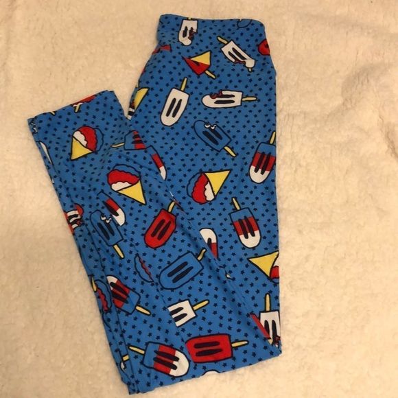 3/$30 OS LulaRoe Patriotic Collection Snowcone and Popsicle Printed Leggings - Picture 1 of 4